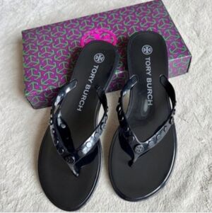 NWOT Tory Burch Black Jelly Sandals with Logo Detail - New With Original Box